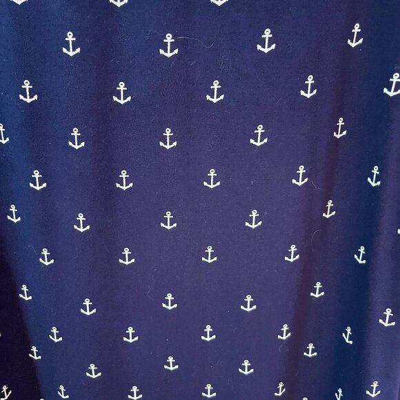 NAUTICAL sleeveless summer soft textured flared navy top MADE IN USA Sz XL - Picture 2 of 6